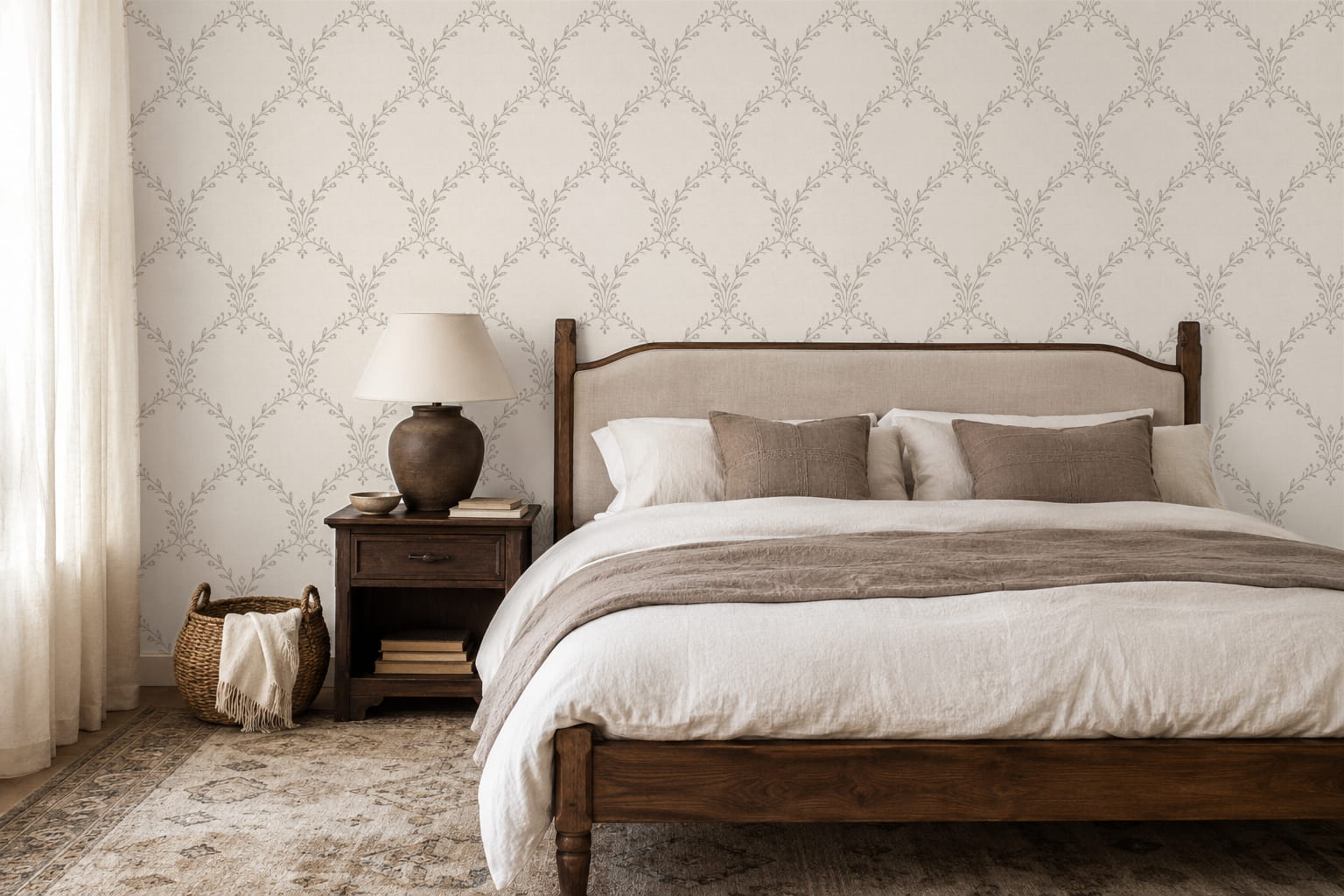 Warm & Cozy Bedrooms wallpaper in a restful, layered bedroom
