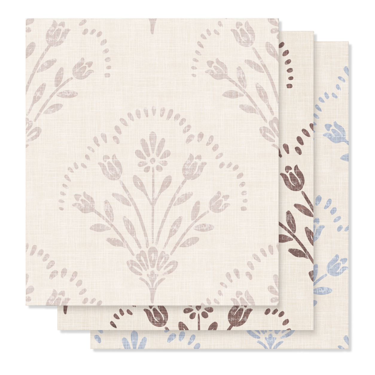 Block Print Floral wallpaper colorways