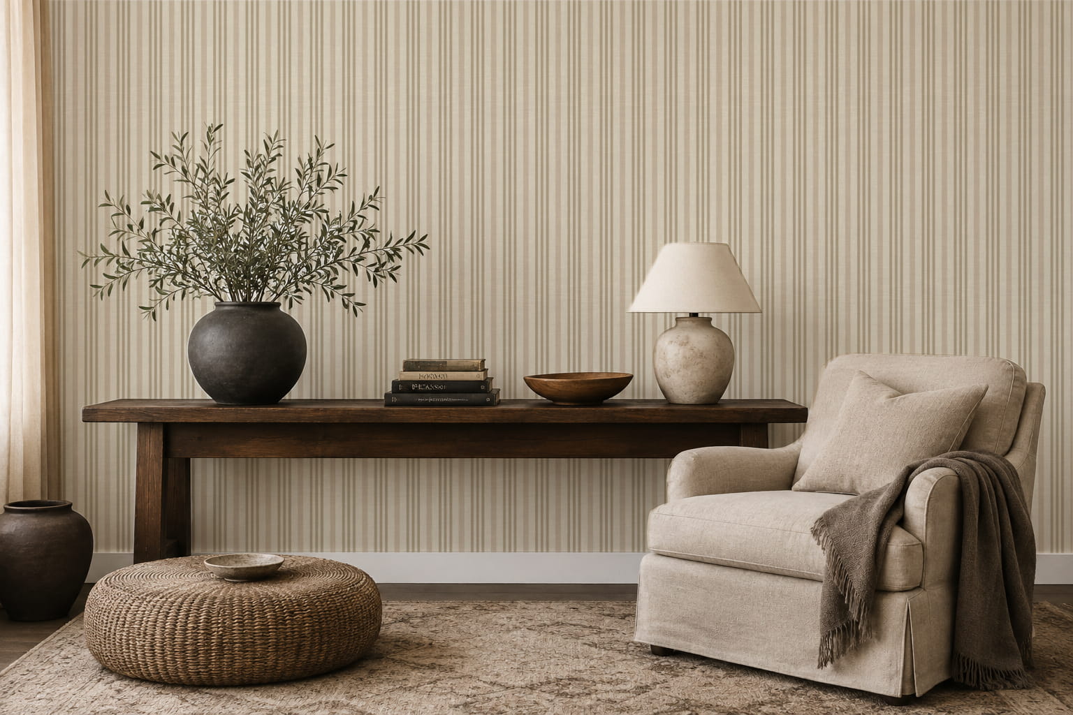 Collected Living Rooms wallpaper in a comfortable, lived-in space