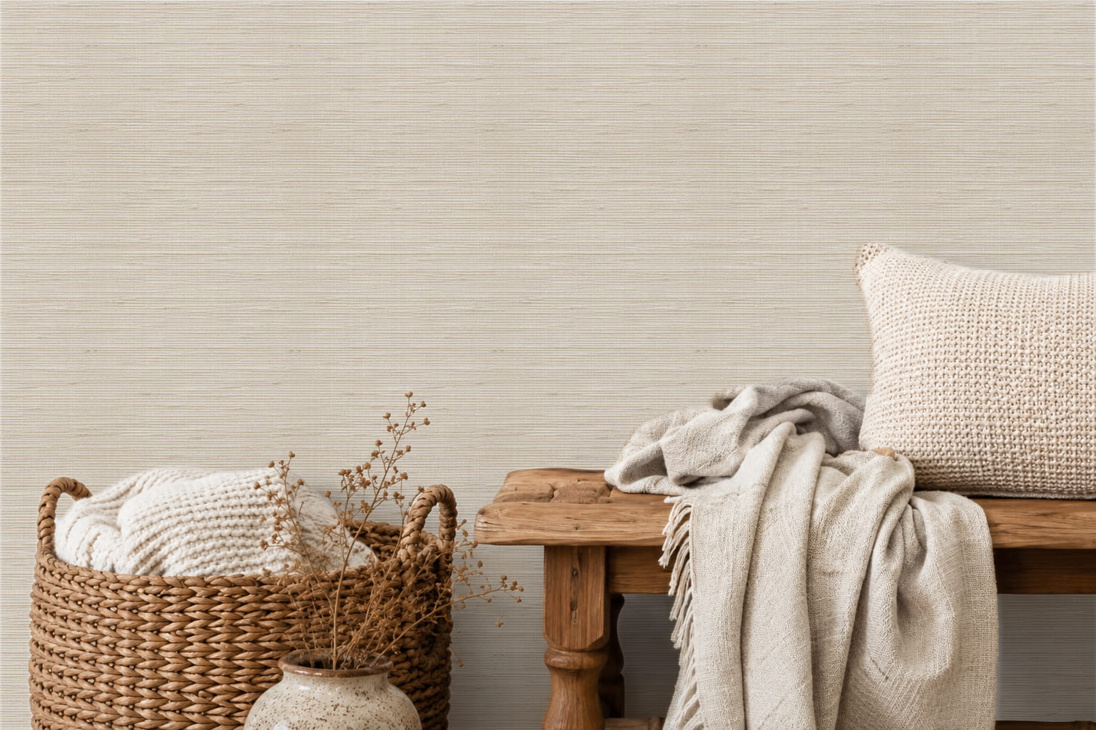 Textured Neutrals linen- and grasscloth-inspired wallpaper